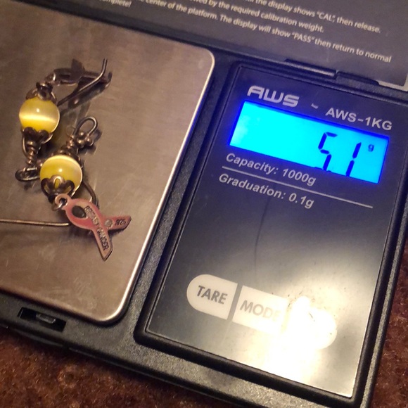 Sterling Silver/Imitation Cats Eye Dangle Earrings - Picture 6 of 6